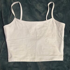 Basic White Spaghetti Strap Crop Tank Top